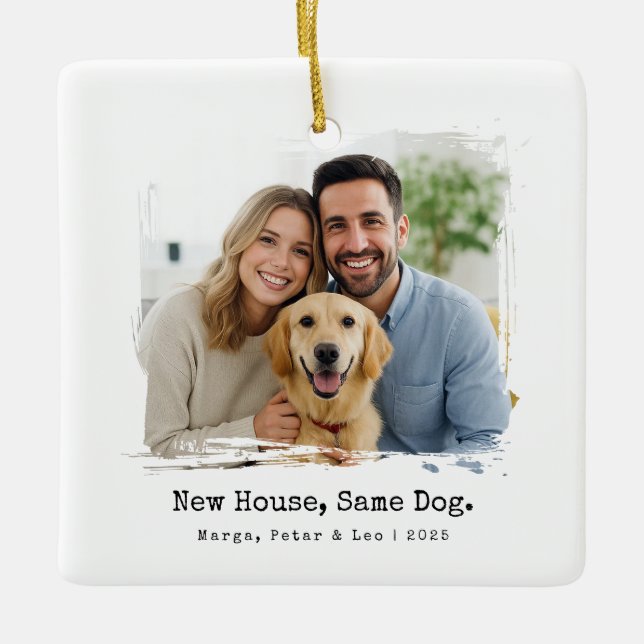 Ornement En Céramique Nouvelle Maison, Même Chien, Machine à écrire Mini (Devant)