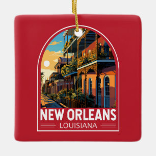 Ornement En Céramique Nouvelle-Orléans Louisiane Voyage Art Vintage