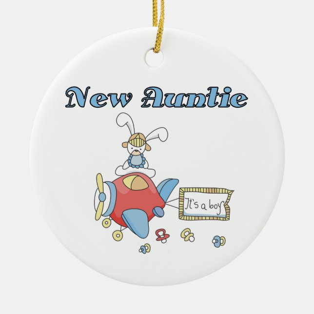 Ornement En Céramique Nouvelle tante d'avion de T-shirts et de cadeaux (Devant)