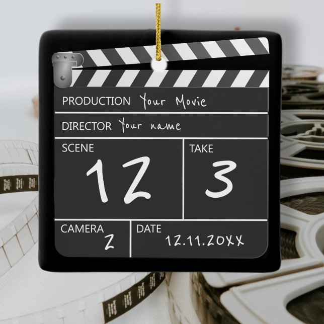 Ornement En Céramique Novelité Personnalisé Clapperboard de film personn (Créateur téléchargé)