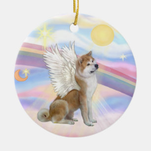 Ornement En Céramique Nuages - Akita Inu Angel