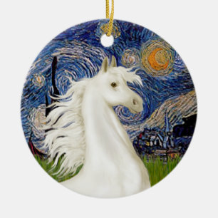 Ornement En Céramique Nuit étoilée - Cheval arabe (blanc)
