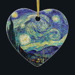 Ornement En Céramique Nuit étoilée par van Gogh<br><div class="desc">Van Gogh était obsédé par le symbolisme des objets lumineux et de la couleur. La lampe était un symbole de calme et de sécurité. L'étoile symbolisait la foi, et la lumière, les réalités humaines. Le bleu ultramarin profond était infini, tandis que le rouge et le vert exprimaient "ces choses terribles,...</div>