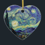 Ornement En Céramique Nuit étoilée par van Gogh<br><div class="desc">Van Gogh était obsédé par le symbolisme des objets lumineux et de la couleur. La lampe était un symbole de calme et de sécurité. L'étoile symbolisait la foi, et la lumière, les réalités humaines. Le bleu ultramarin profond était infini, tandis que le rouge et le vert exprimaient "ces choses terribles,...</div>