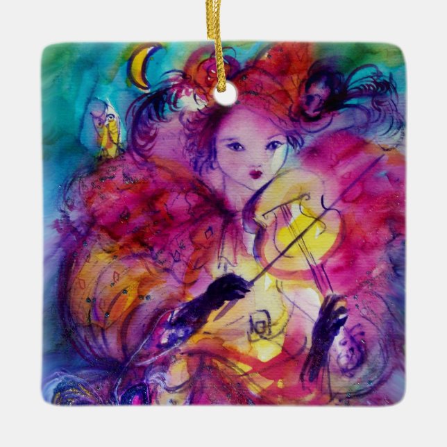 Ornement En Céramique NUIT MASQUERADE / Violoniste dans la nuit (Devant)