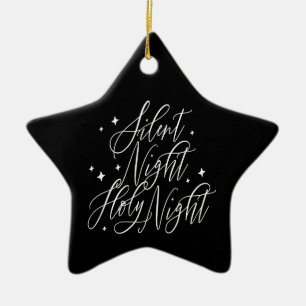 Ornement En Céramique Nuit silencieuse, Sainte Nuit, Étoile de Noël noir