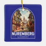 Ornement En Céramique Nuremberg Allemagne Travel Art Vintage<br><div class="desc">Conception de déplacement vectoriel rétro Nuremberg. Impressionnant,  excitant,  coloré,  puissant et tragique : Nuremberg a reflété l'histoire allemande depuis le Moyen Age.</div>