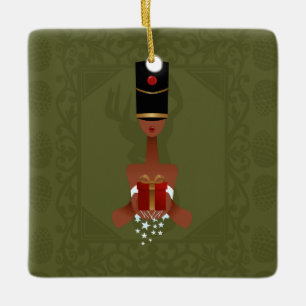 Ornement En Céramique Nutcracker Cadeau de Noël Ornament Carré