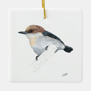 Ornement En Céramique Nuthatch à tête Brown