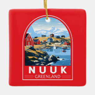Ornement En Céramique Nuuk Greenland Travel Art Vintage