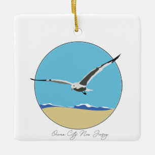 Ornement En Céramique Ocean City, New Jersey Sea Gull sur la plage