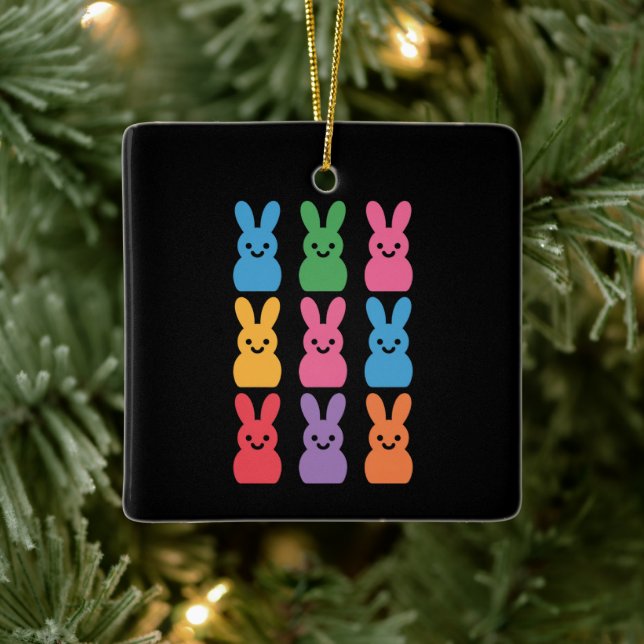 Ornement En Céramique Oeufs de lapin de Pâques Plaid Leopard (Arbre)