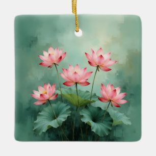 Ornement En Céramique Œuvre d'art Lotus Rose
