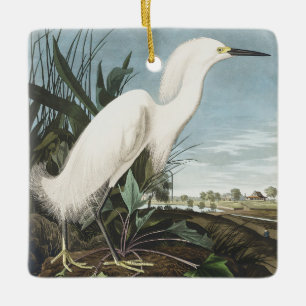 Ornement En Céramique Œuvre d'art vintage d'oiseau Audubon Héron garde-b