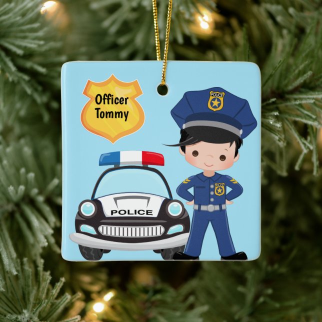 Ornement En Céramique Officier de police et enfants de patrouille (Arbre)