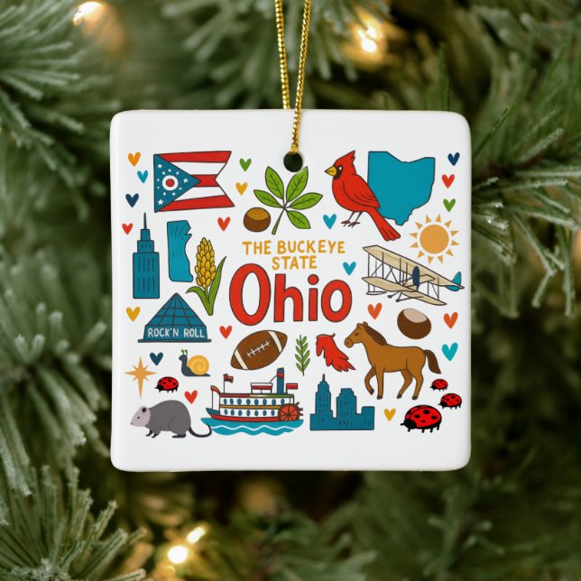 Ornement En Céramique Ohio Custom Family Trip Christmas (Arbre)