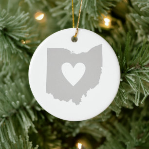 Ornement En Céramique Ohio en forme de coeur gris Buckeye amour gris Ohi