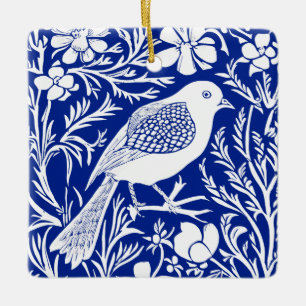 Ornement En Céramique Oiseau Art nouveau sur une branche avec fleurs en 