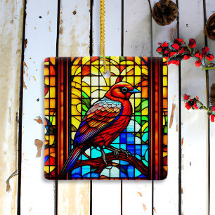 Ornement En Céramique Oiseau en verre teinté Noël personnalisé