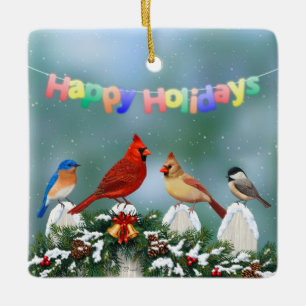 Ornement En Céramique Oiseaux de vacances et Garland de Noël