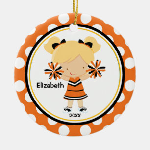 Ornement En Céramique Orange de noir d'ornement de Noël de fille de