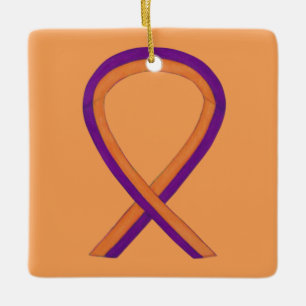 Ornement En Céramique Orange et orchidée Sensibilisation Ruban Art Ornem