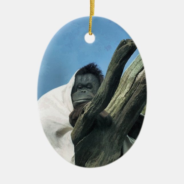 ORNEMENT EN CÉRAMIQUE ORANGUTANS (Devant)