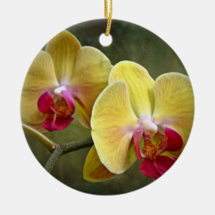 Ornement En Céramique Orchidées de mite jaunes - Phalaenopsis