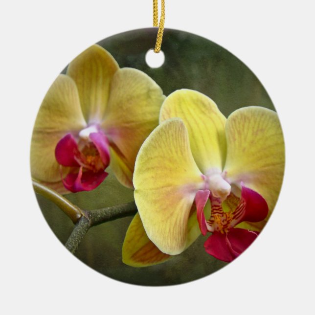 Ornement En Céramique Orchidées de mite jaunes - Phalaenopsis (Devant)