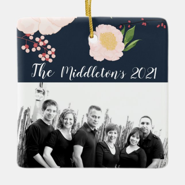 Ornement En Céramique Ordinateur XMAS personnalisé bébé rose Cosmos sur  (Devant)