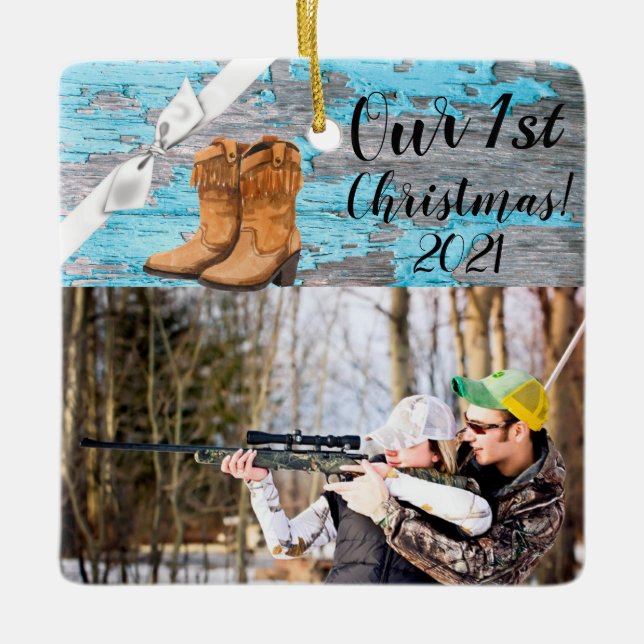 Ornement En Céramique Ordinateur XMAS personnalisé Boo de porte en bois  (Devant)