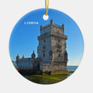 Ornement En Céramique Ordre de Belem Tower Scene Circle Christmas