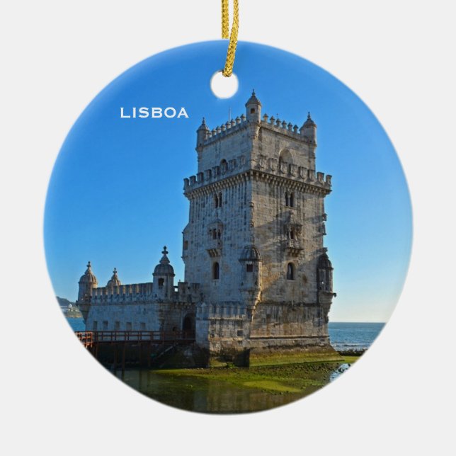 Ornement En Céramique Ordre de Belem Tower Scene Circle Christmas (Devant)