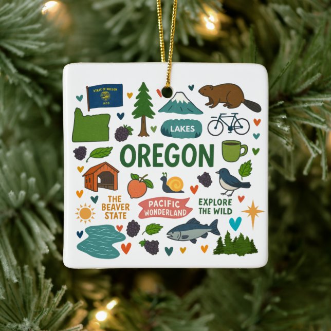 Ornement En Céramique Oregon Custom Family Trip Christmas (Arbre)