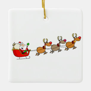 ORNEMENT EN CÉRAMIQUE **ORNAMENT DE NOËL** W/ PÈRE NOËL & SON SOMMEIL