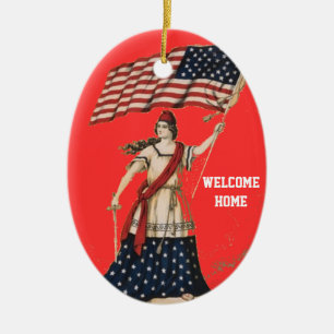 ORNEMENT EN CÉRAMIQUE ORNAMENTS PATRIOTIQUES - ACCUEIL TROUPES - USA