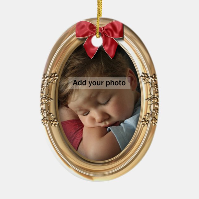 Ornement En Céramique Ornate Gold Photo Ornament (Devant)