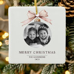 Ornement En Céramique "Ornement de Noël Joyeux personnalisé avec photo<br><div class="desc">"Célébrez la saison avec ce joyeux ornement de Noël personnalisé, avec votre photo personnalisée dans un design festif. Parfait pour ajouter une touche personnelle à l'arbre de Noël, cet ornement est un merveilleux souvenir et un cadeau de vacances réfléchi. Capturez des souvenirs chéris avec une décoration qui apportera de la...</div>