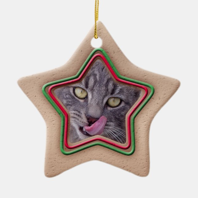 Ornement En Céramique Ornement, Étoile, Cookie, Photo (Devant)