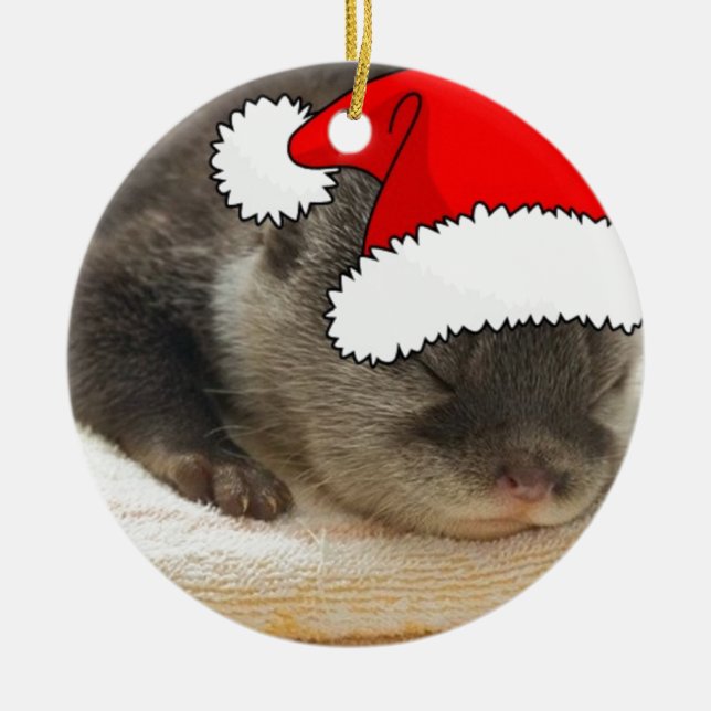 Ornement En Céramique Otter de Noël (Devant)