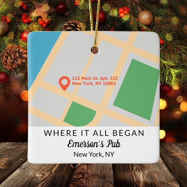 Ornement En Céramique Où tout a commencé quelques Keepsaké Noël (Where It All Began Couple Keepsake Christmas Ceramic Ornament
)