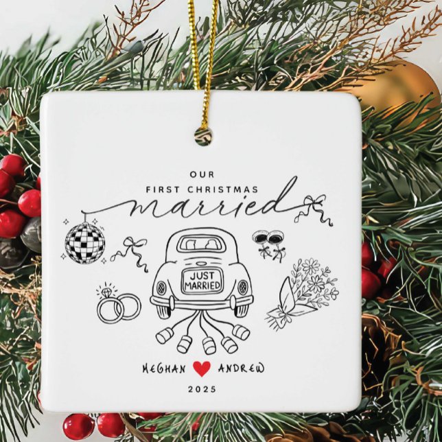 Ornement En Céramique Our première Christmas Married Ornament (Créateur téléchargé)