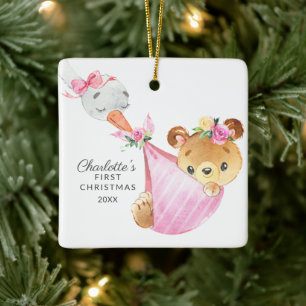 Ornement En Céramique Ours de première livraison pour le premier Noël de