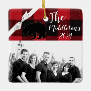 Ornement En Céramique Ours Plaid de l'ornement XMAS personnalisé