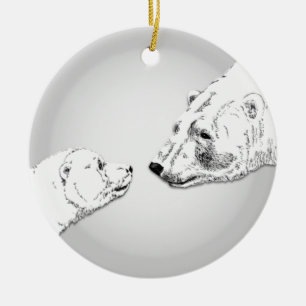 Ornement En Céramique Ours polaire Ornament Mère Bébé Cadeau personnalis