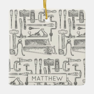 Ornement En Céramique Outils à main Vintage Retro Carpenter Handyman