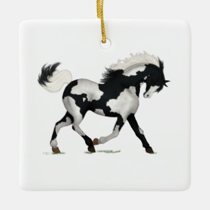 Ornement En Céramique Overo Piebald Peinture Cheval Noël personnalisé