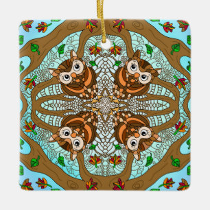 Ornement En Céramique Owl Mandala
