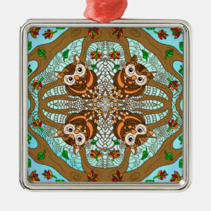 Ornement en céramique Owl Mandala