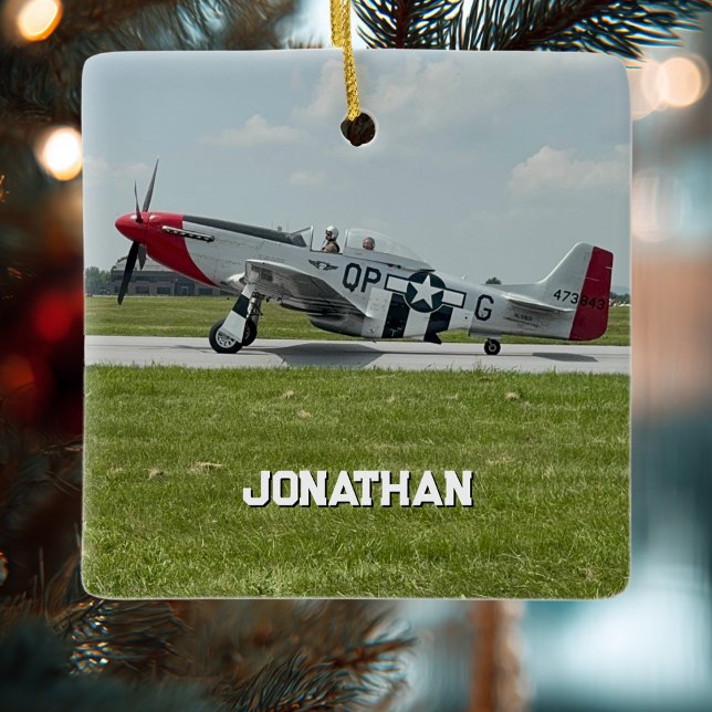 Ornement En Céramique P-51 Mustang Airplane Photo Pilot Personalized  (Créateur téléchargé)